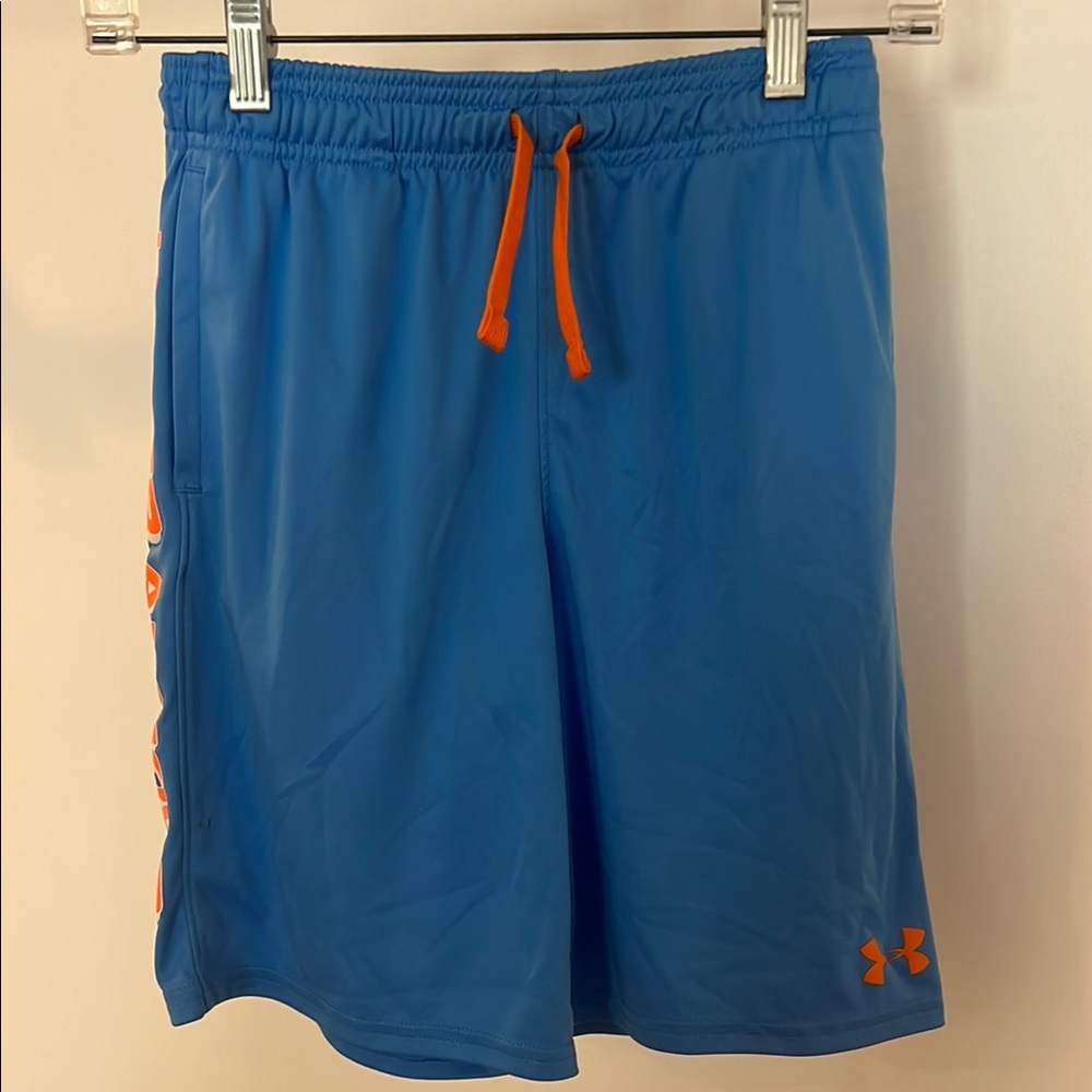 Under Armour Blue Shorts with Orange Details Boys Large